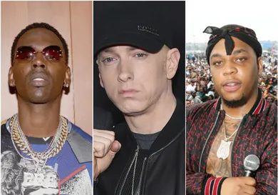 Eminem via Dimitrios Kambouris/Getty Images, Don Q via Johnny Nunez/WireImage, Young Dolph via Bennett Raglin/Getty Images for BET