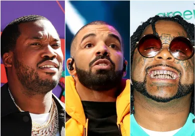 Drake via Christopher Polk/Getty Images for Coachella, Greedo via Unique Nicole/Getty Images, Meek via Leon Bennett/Getty Images