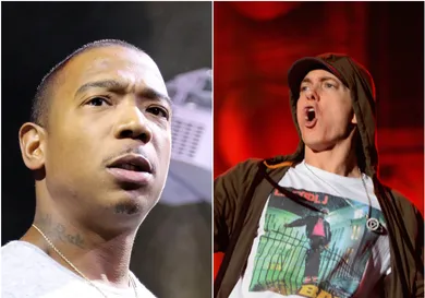 Ja Rule via John Parra/Getty Images for Barstool Sports, Eminem via Theo Wargo/Getty Images