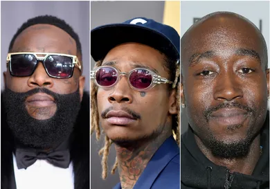 Rick Ross via Dimitrios Kambouris/Getty Images for NARAS, Wiz via Kevin Winter/Getty Images, Gibbs via Mike Windle/Getty Images for Equinox