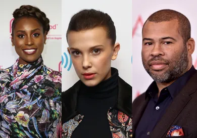 Issa Rae via Tommaso Boddi/Getty Images , Millie Bobby Brown via Astrid Stawiarz/Getty Images, Jordan Peele via Alberto E. Rodriguez/Getty Images
