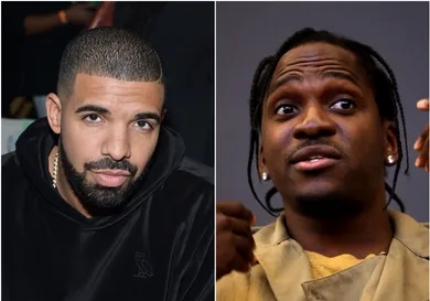 Drake via Grant Lamos IV/Getty Images, Pusha T via Mike Lawrie/Getty Images