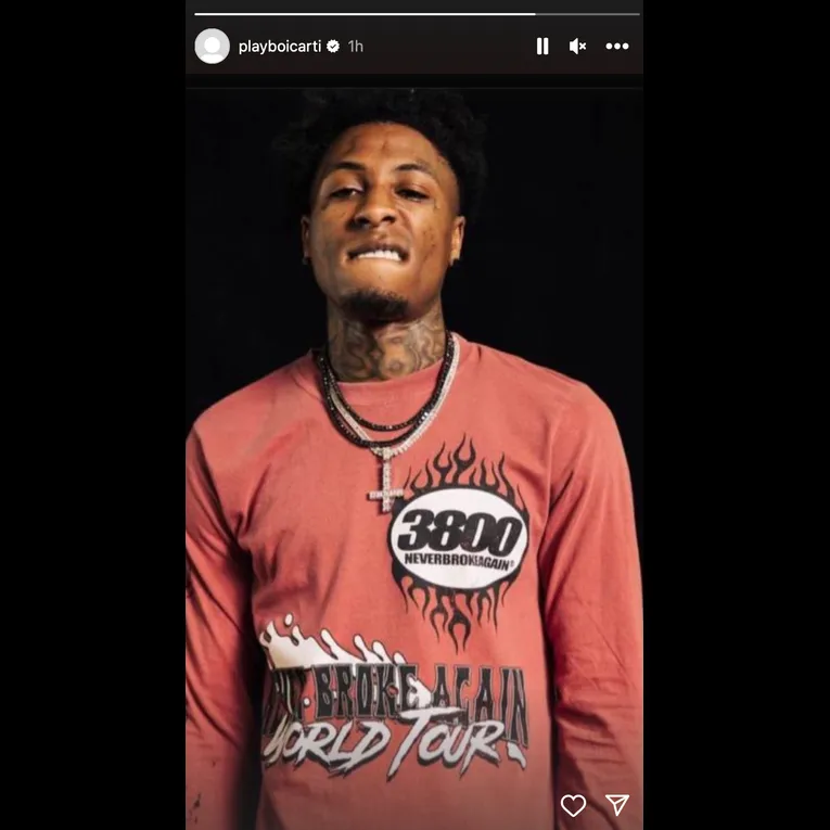 Playboi Carti Posts NBA YoungBoy Wearing Opium Chain On IG Story