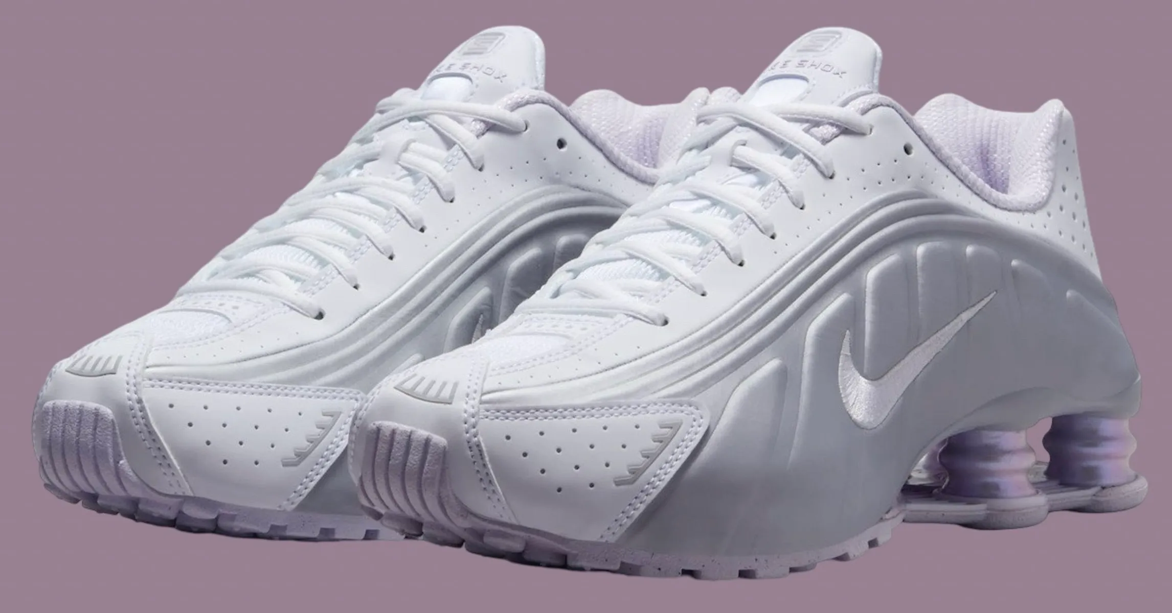 Nike Women's Shox R4 'White Metallic Platinum Barely Grape W' Shoes