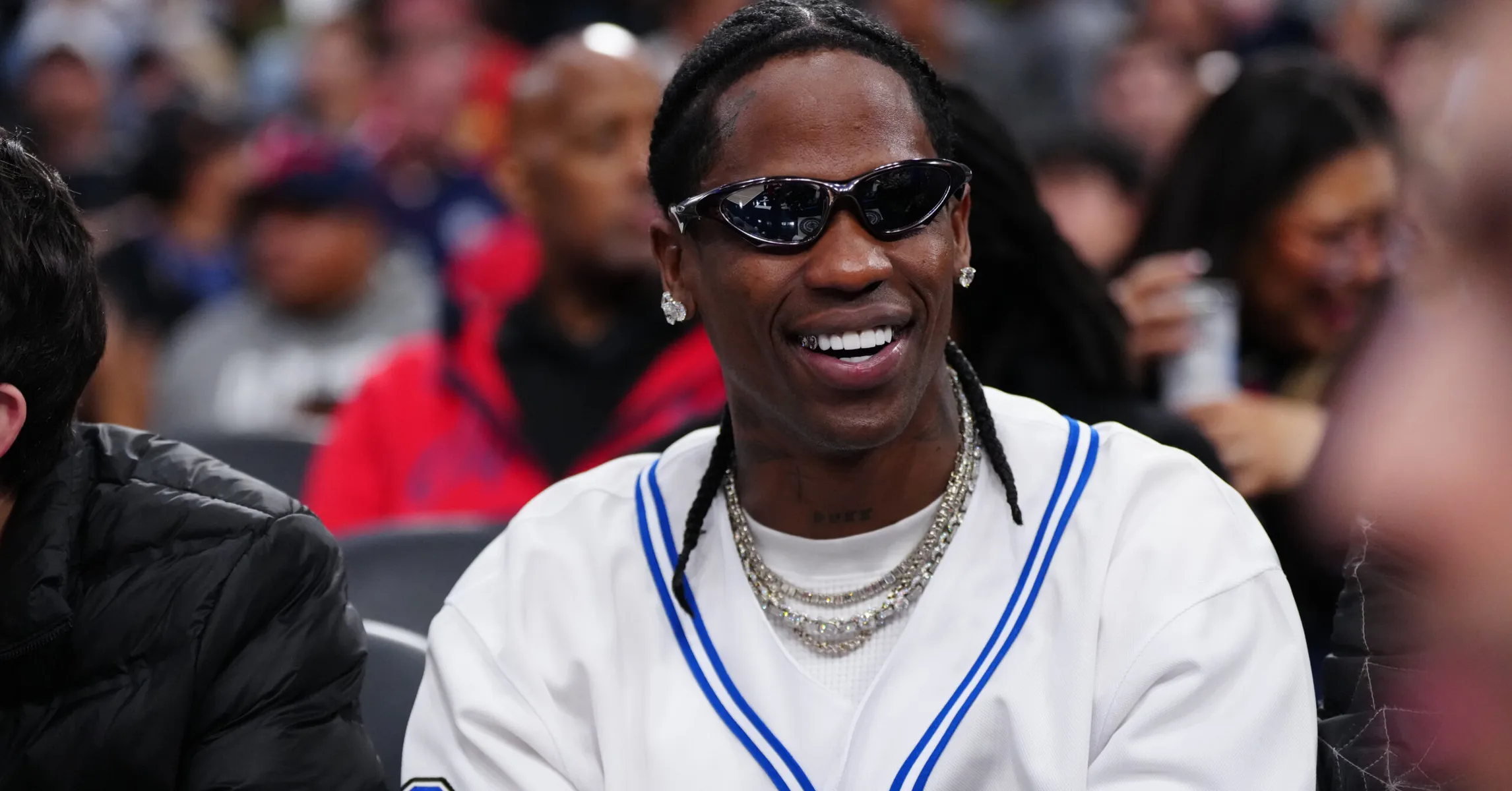 Travis Scott Wears New Air Jordan 1 Low In “Shy Pink”