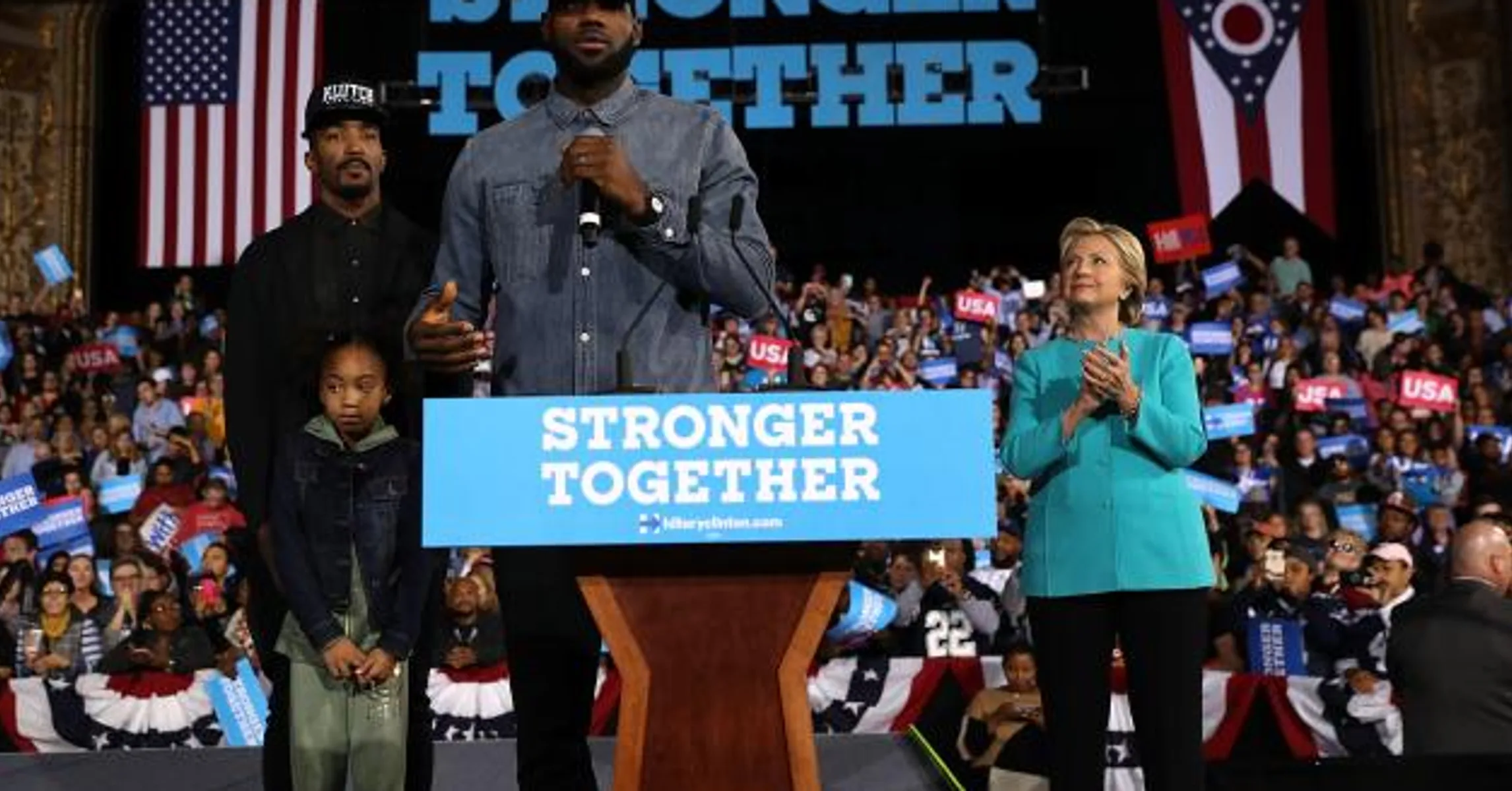 LeBron James, JR Smith Introduce Hillary Clinton At Ohio Rally