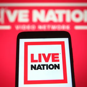 In this photo illustration a Live Nation Entertainment logo