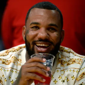 Rapper The Game Attends Portland Trail Blazers v Los Angeles Lakers Pre-season Basketball Game