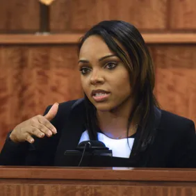 (Fall River, MA, 03/30/15) Aaron Hernandez trial continues at Bristol County Superior Court. Shayanna Jenkins, Hernandez's fiancee, took the witness stand. Monday, March 30, 2015. Staff photo by Ted Fitzgerald