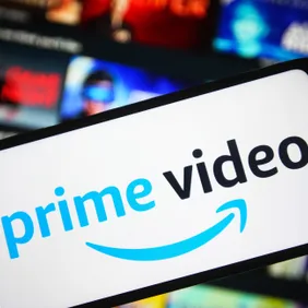 In this photo illustration, an Amazon Prime Video logo is