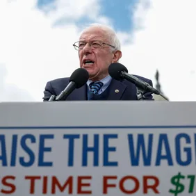 Sen. Bernie Sanders Holds A Press Conference On Raising The Federal Minimum Wage
