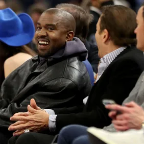 Kanye West and son watch game with Golden State Warriors co-owners