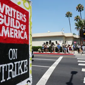 Members Of SAG-AFTRA And WGA Go On Strike At Netflix, Sunset Gower And Paramount Studios