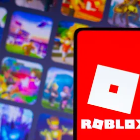 In this photo illustration, the Roblox logo seen displayed