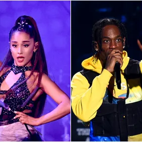 Ariana via Kevin Winter/Getty Images for iHeartMedia, Travis Via Theo Wargo/Getty Images