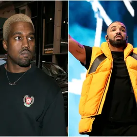 Kanye via Marc Piasecki/GC Images, Drake via Christopher Polk/Getty Images for Coachella