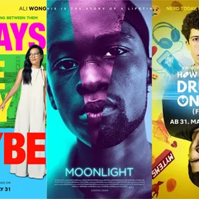 Official posters for "Always Be My Maybe," "Moonlight" and "How to Sell Drugs Online (Fast)"