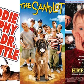 Official movie posters: "Dr. Dolittle," "The Sandlot," "Home Alone"
