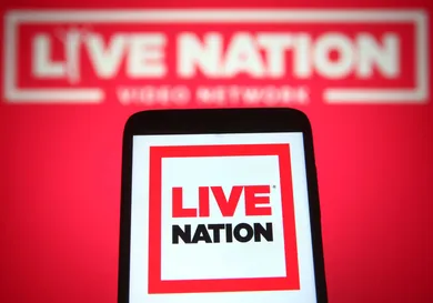 In this photo illustration a Live Nation Entertainment logo