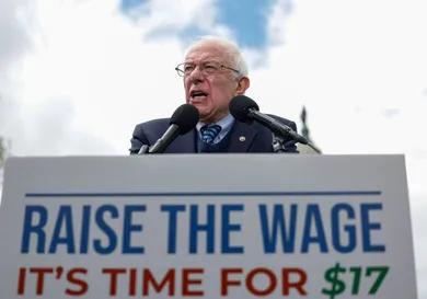 Sen. Bernie Sanders Holds A Press Conference On Raising The Federal Minimum Wage