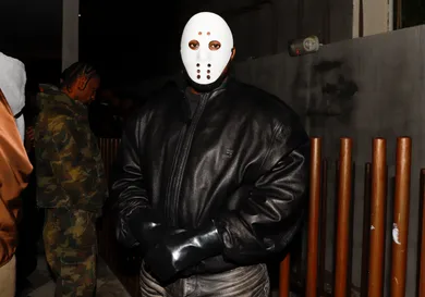 Kanye West Shows Off His Alexander McQueen Crucifixion Mask