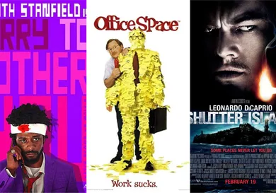 Movie posters for "Sorry to Bother You," "Office Space" and "Shutter Island"