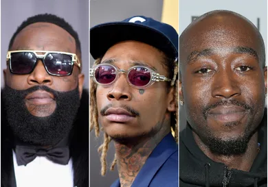 Rick Ross via Dimitrios Kambouris/Getty Images for NARAS, Wiz via Kevin Winter/Getty Images, Gibbs via Mike Windle/Getty Images for Equinox