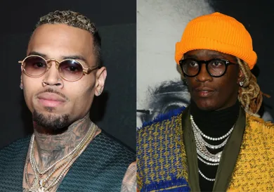 Chris Brown: Jonathan Leibson/Getty Images; Young Thug: Jean Baptiste Lacroix/Getty Images