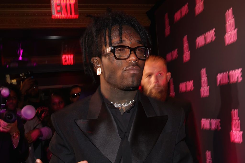 lil uzi pink dress Lil Uzi Vert at the 2023 Roc Nation Brunch