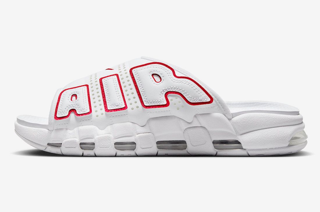 Nike Air More Uptempo Slide “White/University Red” Photos