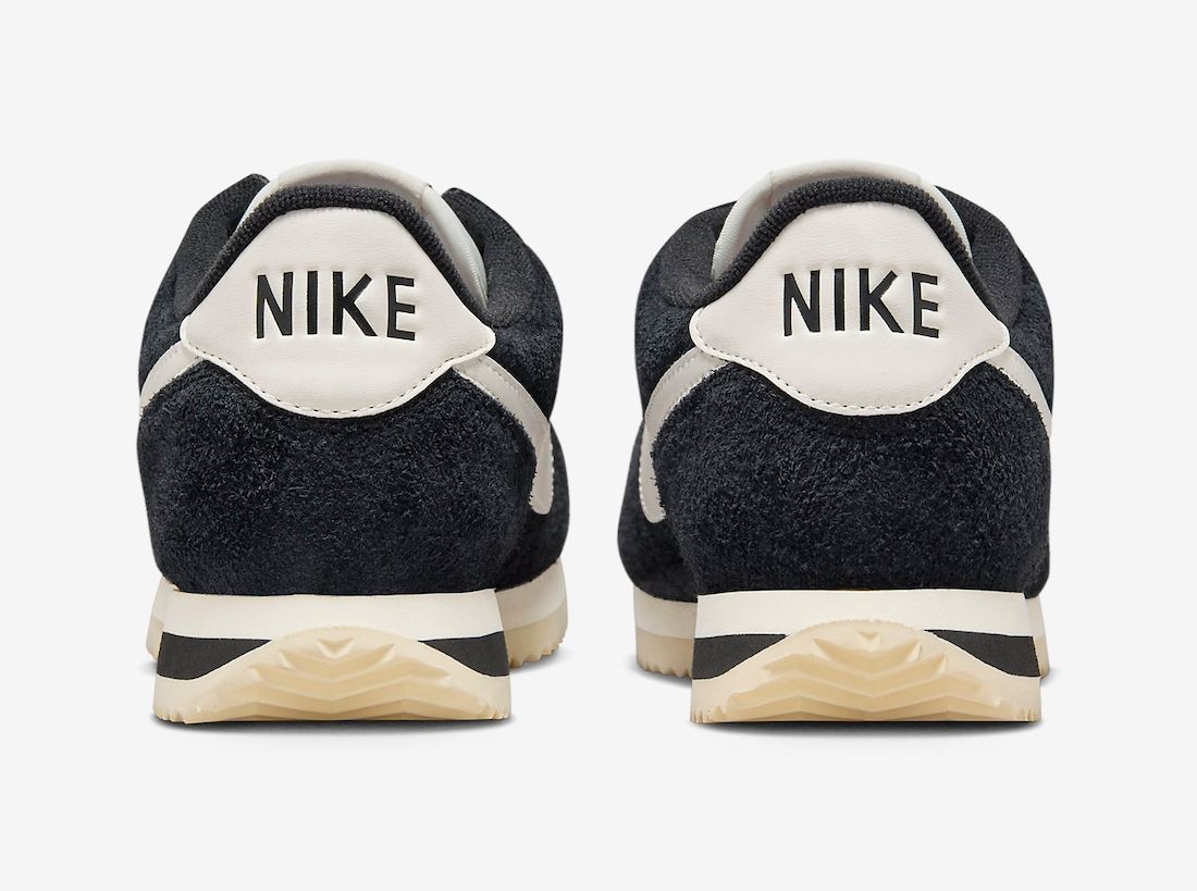 nike cortez black and white suede