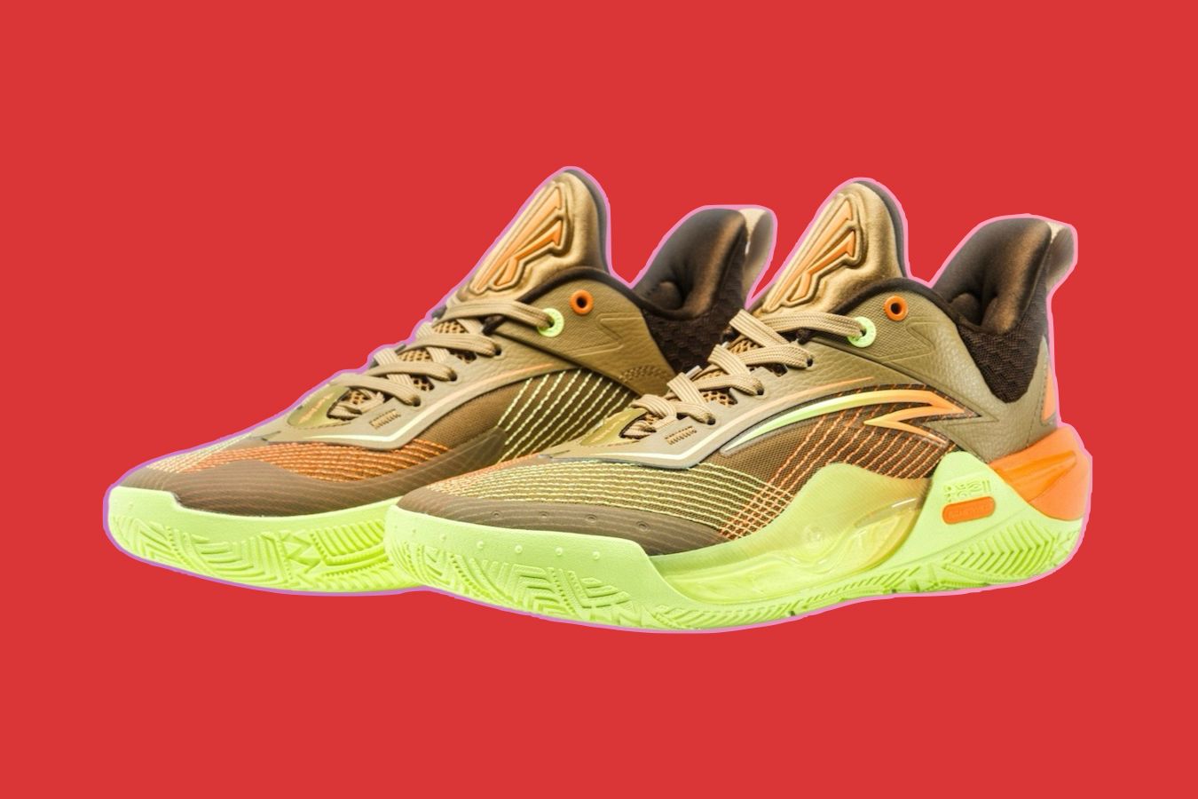 ANTA KAI 1 Irving Edition Sneaker in Brown and Neon Green Anta Kai 1 Green Grails Kyrie Irving Basketball Shoes Mens  main image 3