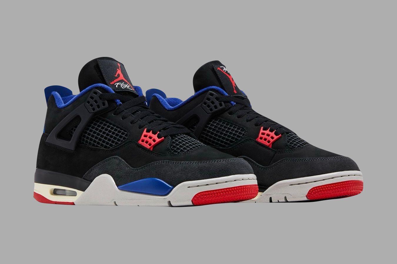 Jordan 4 Retro Rare Air Black and Blue Sneakers with Red Accents Gold Tag Shop | Mens Air Jordan 4 Retro  main image 2