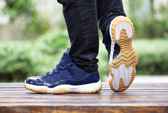 jordan 11 navy blue and gum